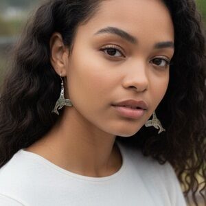 MAG Odin Lonning great shape Totem whale tribal Native American 925 earrings